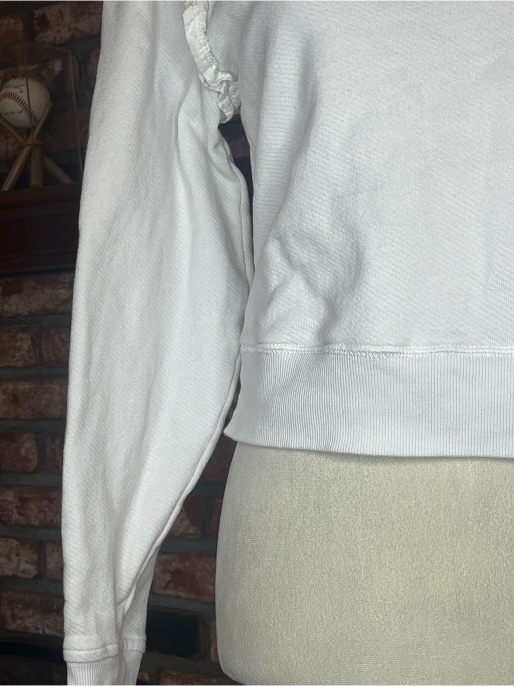 PAIGE White Ruffle-Shoulder Sweatshirt - Picture 3 of 5